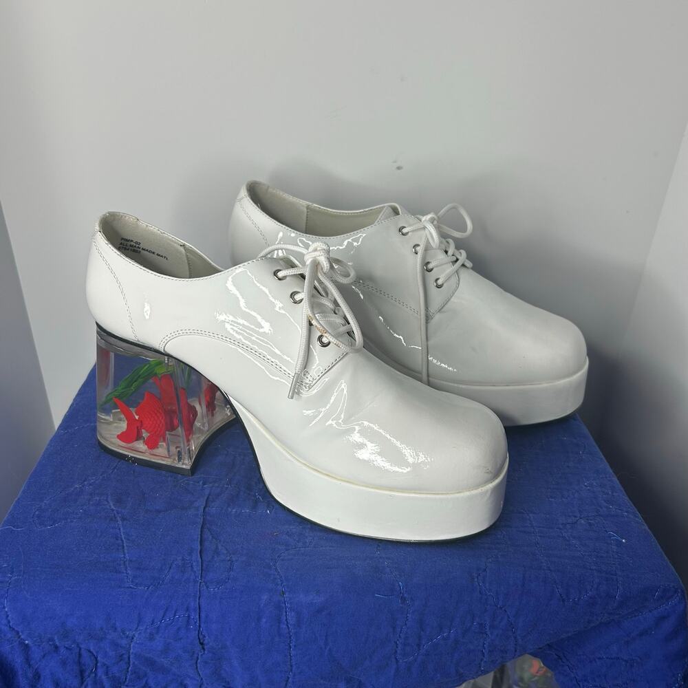 Y2K Funtasma Aquarium Fish Tank Heels Platform Shoes White Lace Up 10